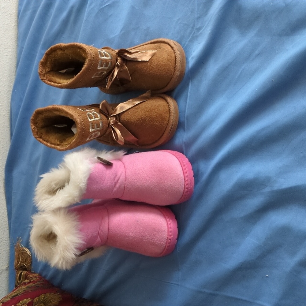 Bebe Brown Fur-Lined Boots And Pink Snow Boots Price  For The Set Of 2